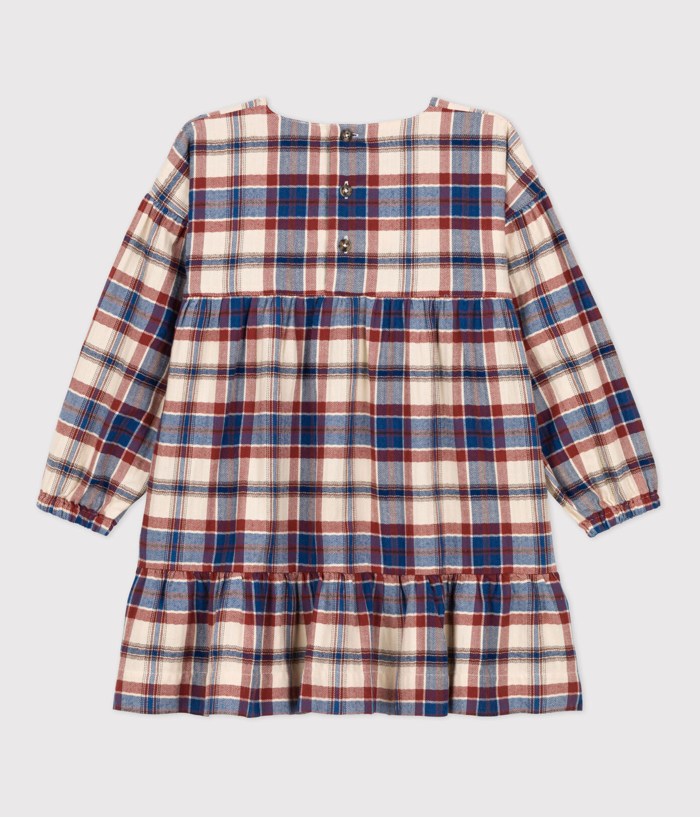 Robe à carreaux manches longues en flanelle enfant fille