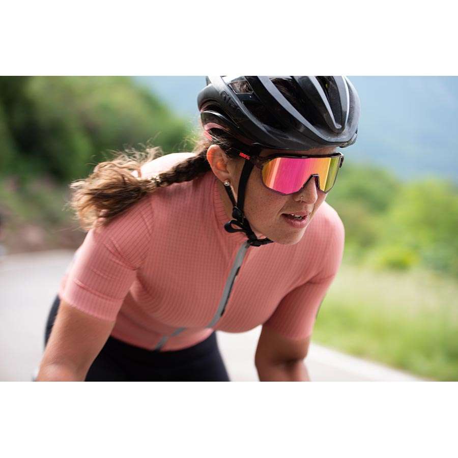 Q36.5 L1 Pinstripe X Fietsshirt Korte Mouwen Roze Dames
