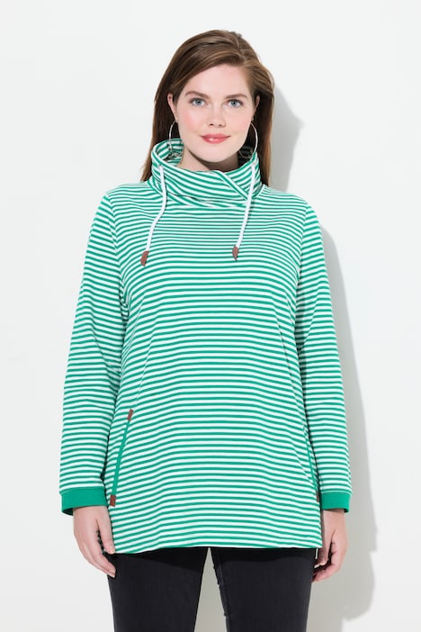 Sweatshirt, Ringel, Classic, Stehkragen, Langarm