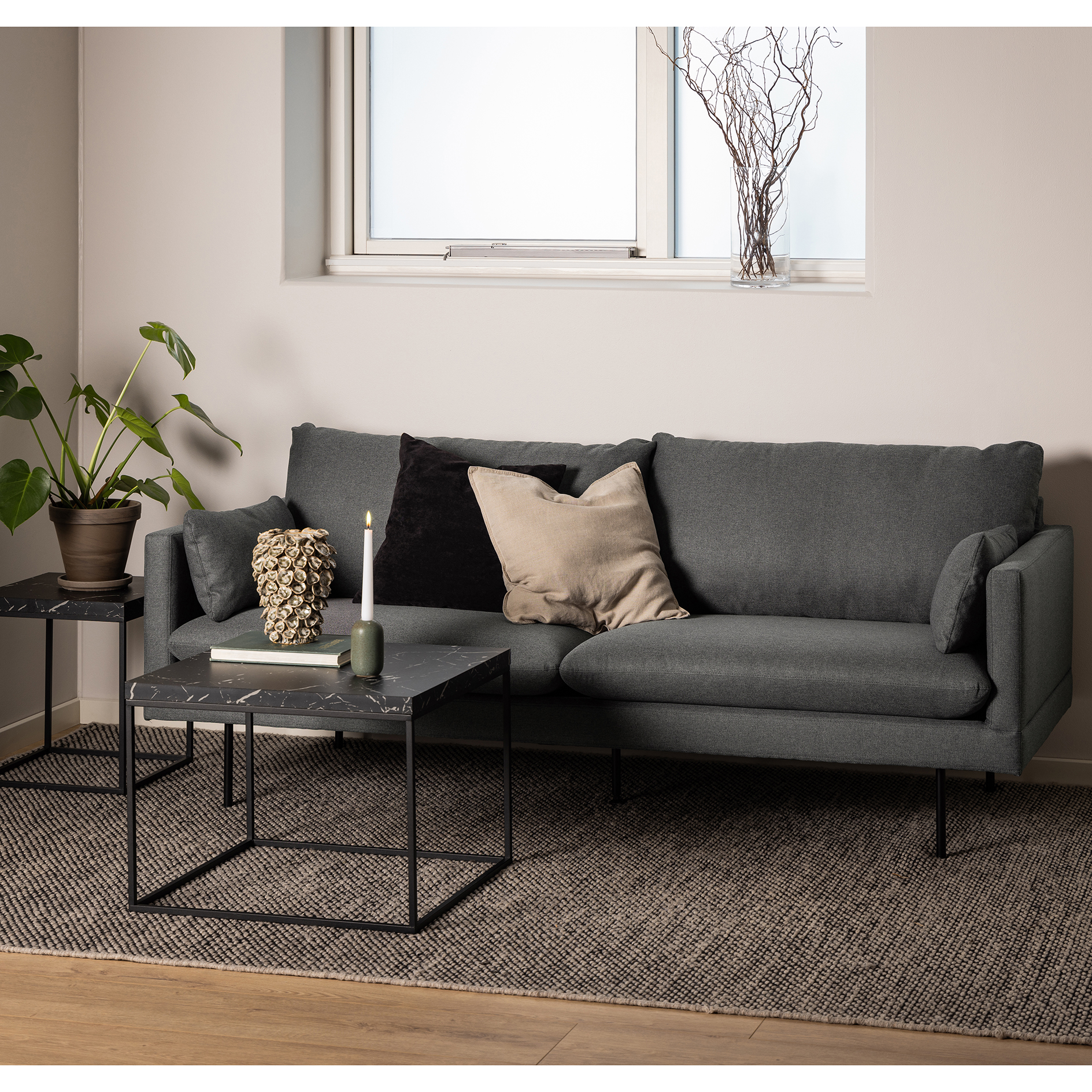 Couchtisch BAROSSA - schwarz- schwarz matt - 60 cm