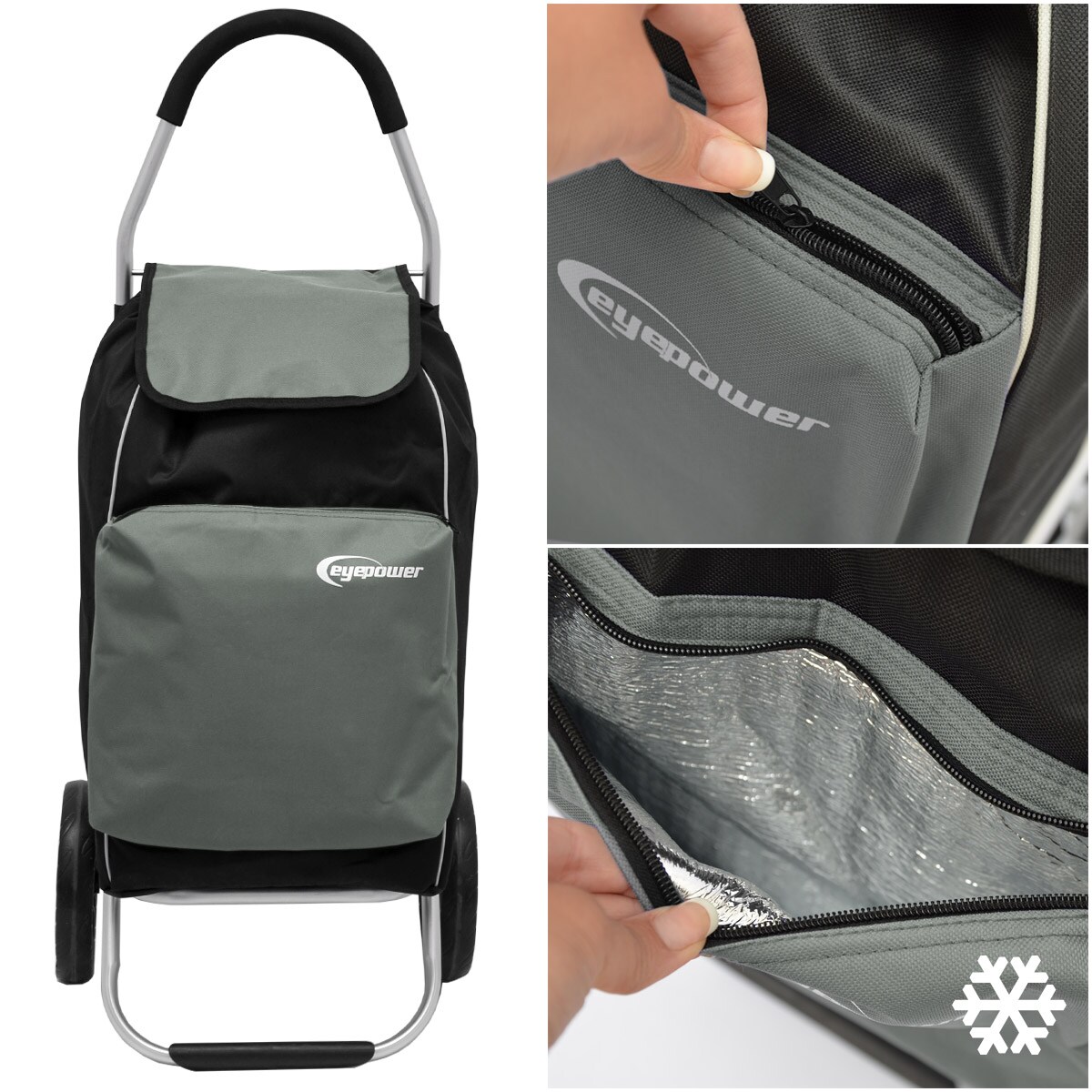 52L Einkaufstrolley Kühlfach Faltbarer Einkaufsroller XL Shopping Trolley Grau