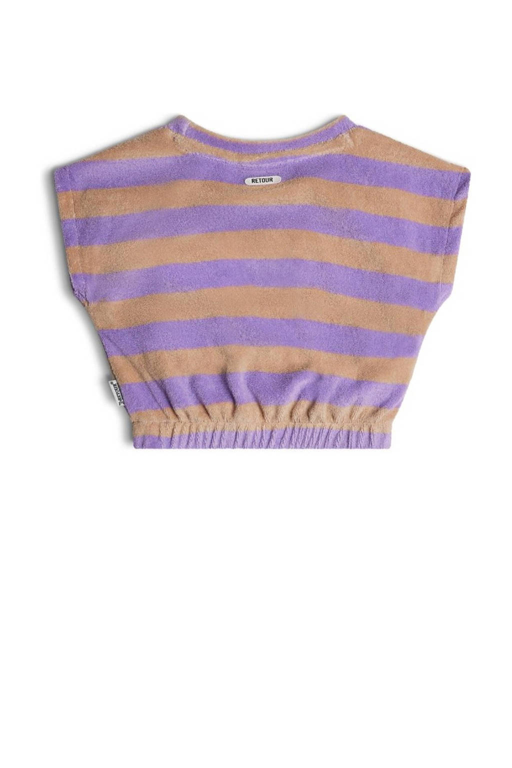 Retour Jeans gestreept badstof T-shirt Imke lila/zand