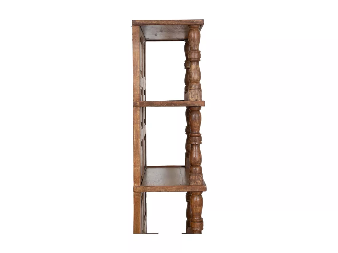 BISCOTTINI Armoire - Bois de tilleul massif finition noyer antique - Polyvalente - Rangement - Jardin - Salon - Cuisine - Salle à manger - Étagères - Chambre - Buffet - 70x32x193 cm