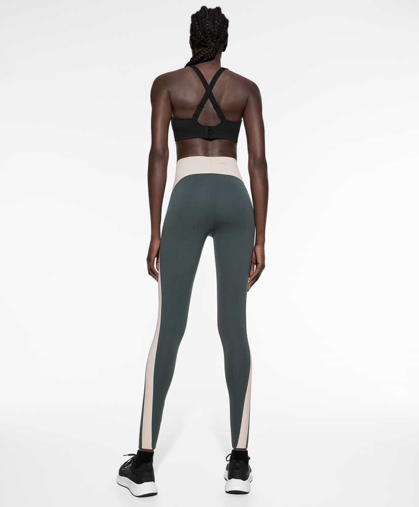 Leggings de compressão com blocos de cor até o tornozelo, 65 cm