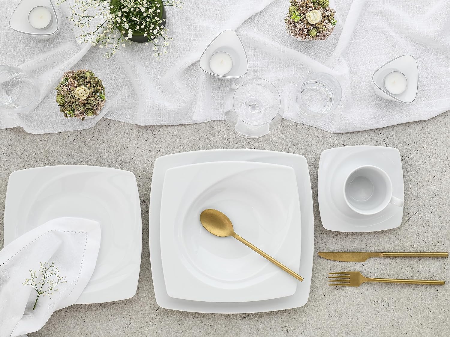 CreaTable, 13160, Serie Celebration weiss, 30-teiliges Geschirrset, Kombiservice aus Porzellan, spülmaschinen- und mikrowellengeeignet, Made in Europe