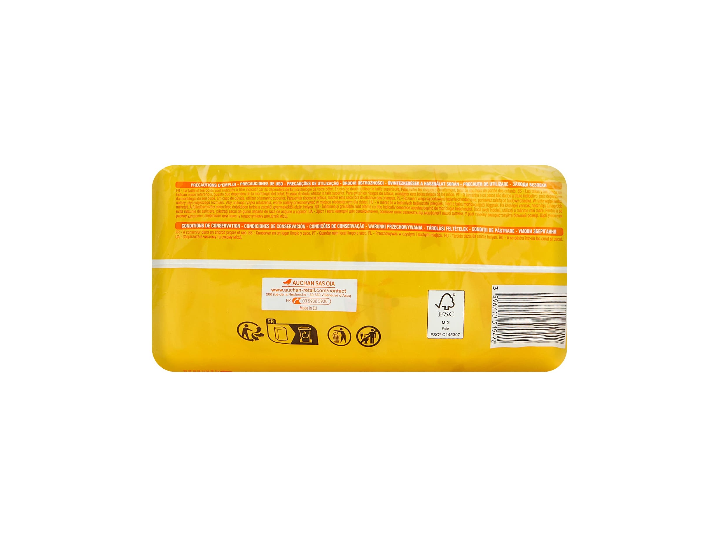 FRALDAS CUECA AUCHAN BABY TAMANHO 7  18KG 15UN