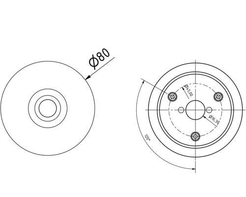 Ronde roestvrijstalen klokplaat Ø 80 mm Knobloch 28263