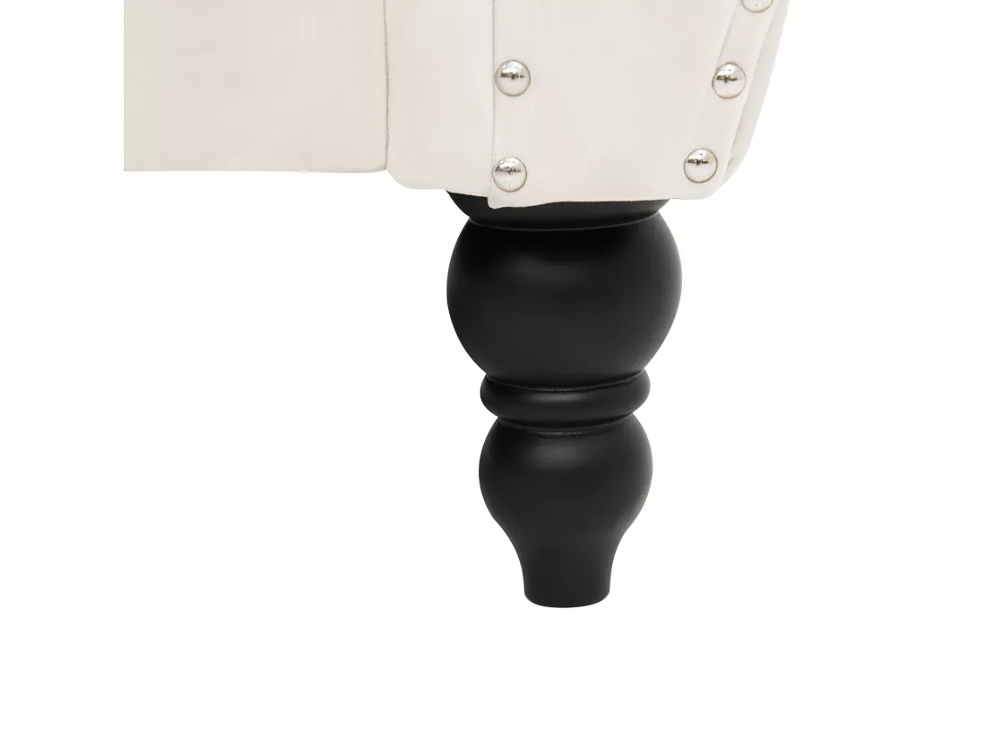 Canapé Chesterfield 3 places en velours beige SKIEN