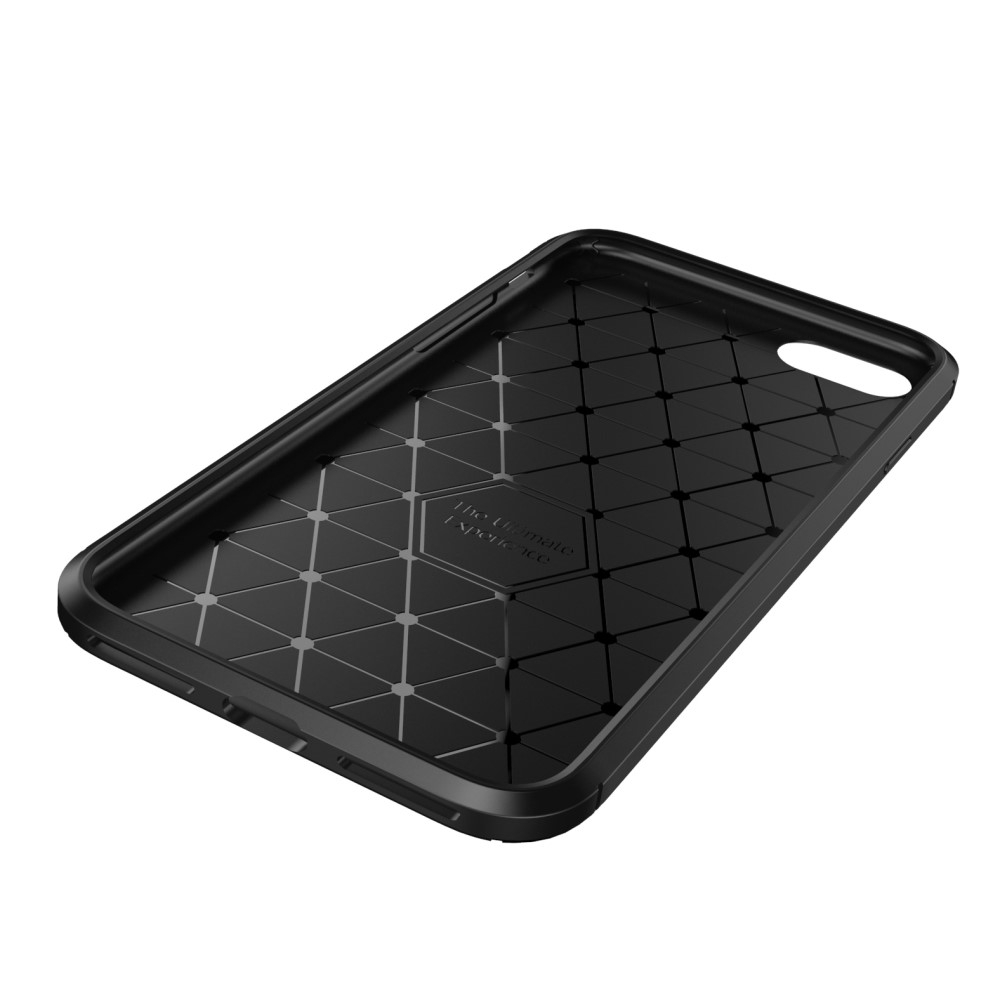 iPhone SE (2022/2020) / 8 / 7 / 6S Gummi Case Schutzhülle mit Air Cushion Fallschutz im Carbon Look - Schwarz