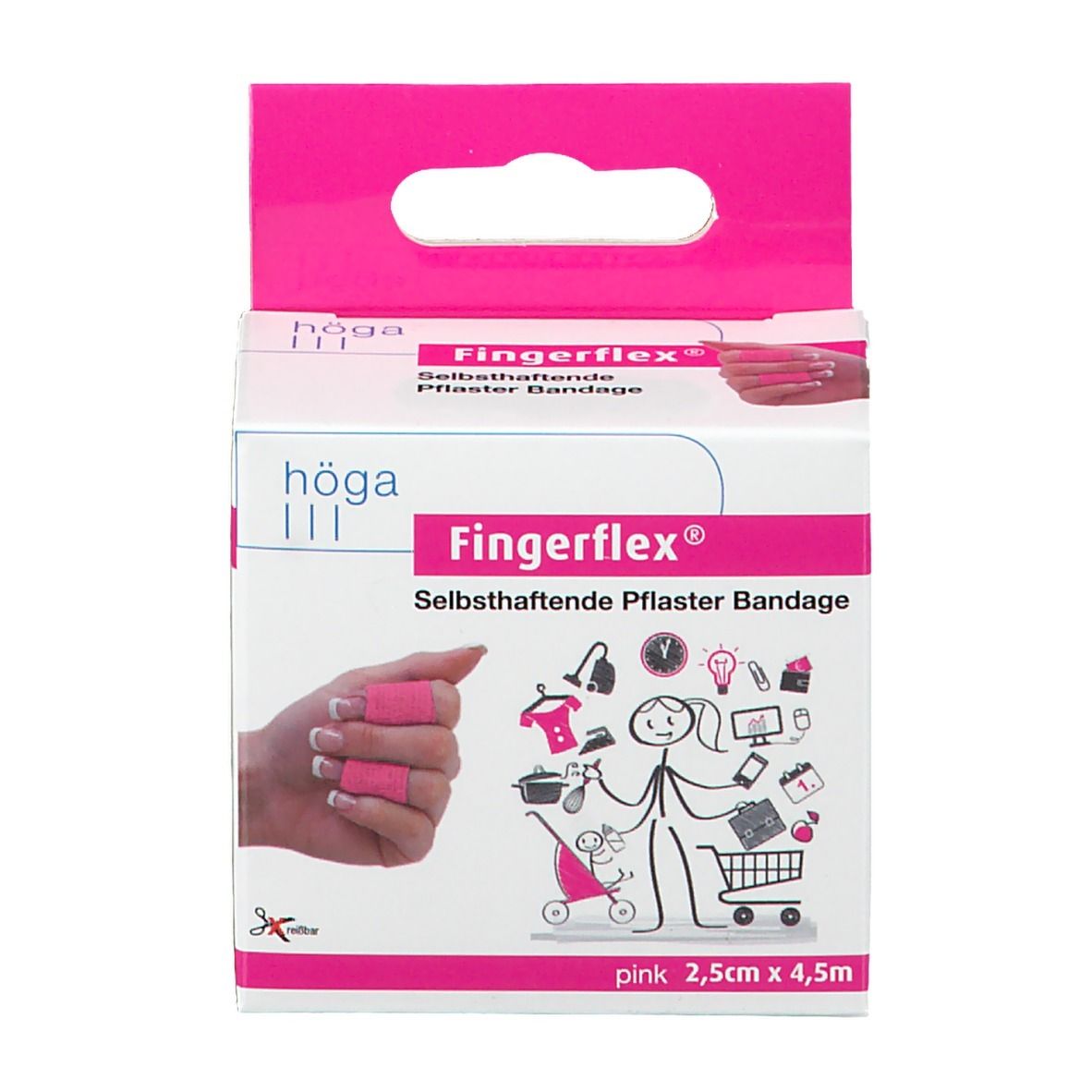Fingerflex, selbsthaftende Pflaster Bandage 2,5 cm x 4,5 m Pink
