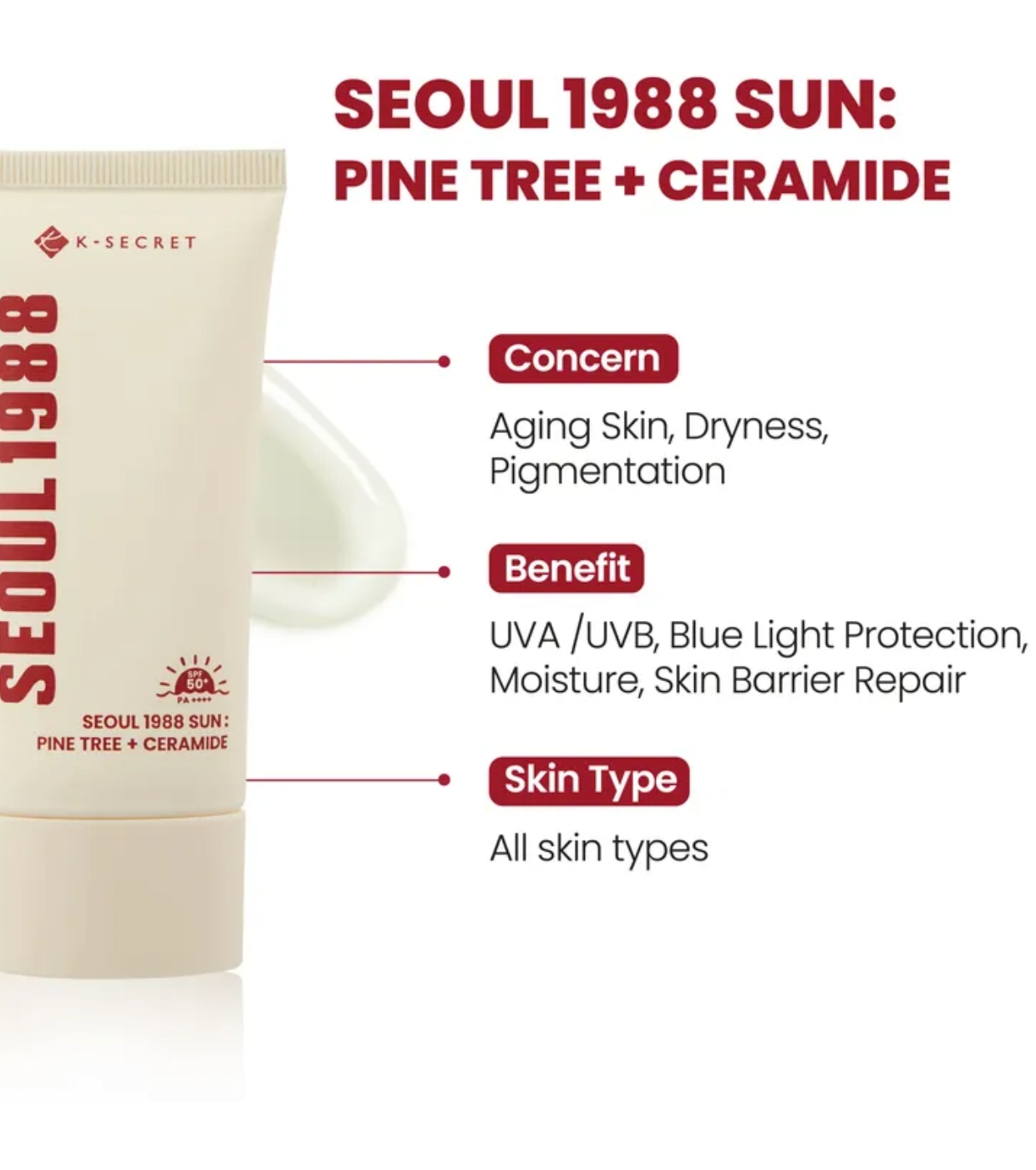 K-Secret - *Seoul 1988* - Protetor solar facial Pine Tree + Ceramide