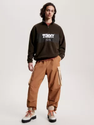 Moletom oversized de lã polar com meio zíper