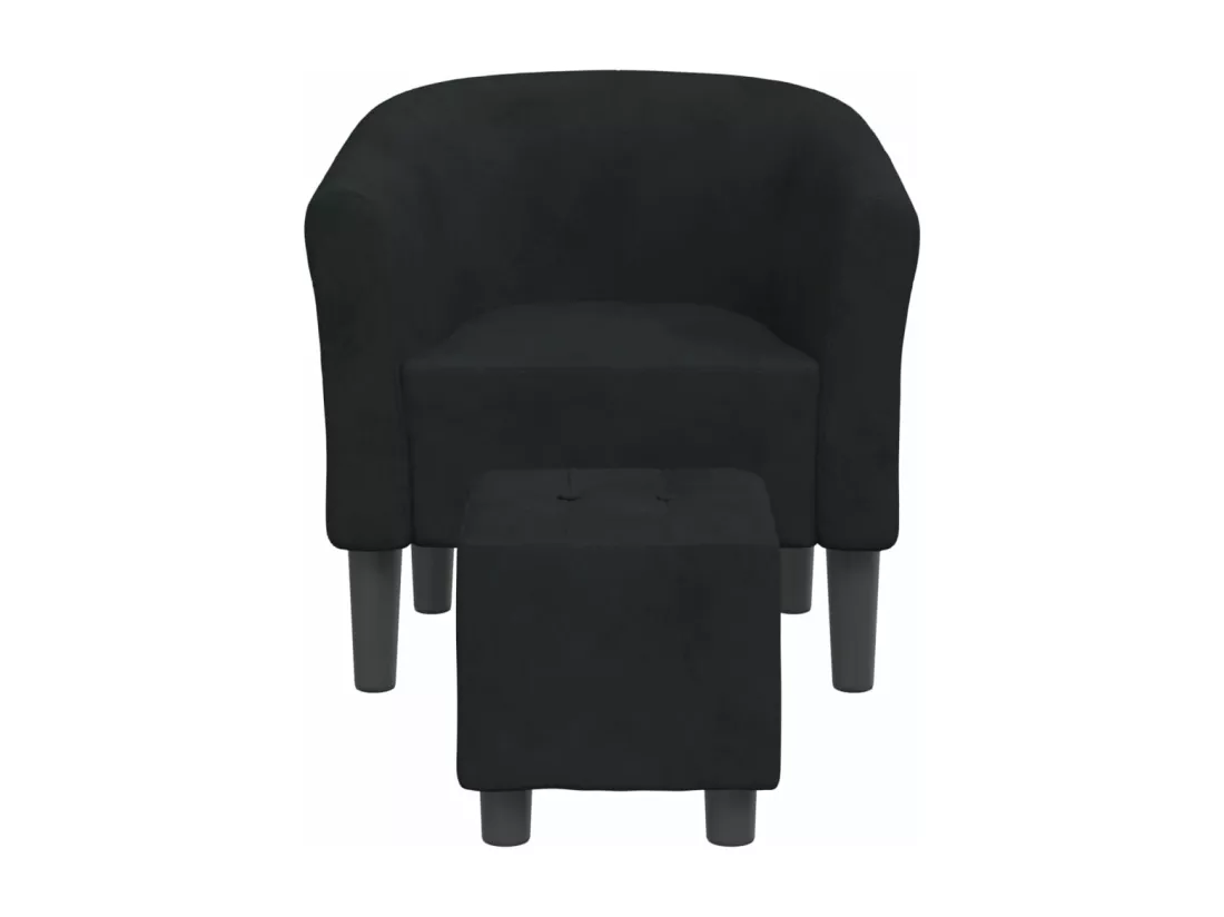 Fauteuil cabriolet avec repose-pied noir velours