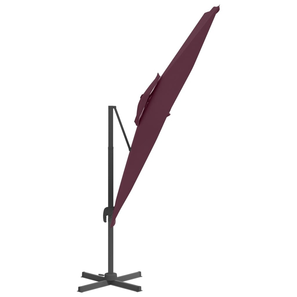 Parasol meuble de jardin cantilever à double toit 400 x 300 cm bordeaux rouge