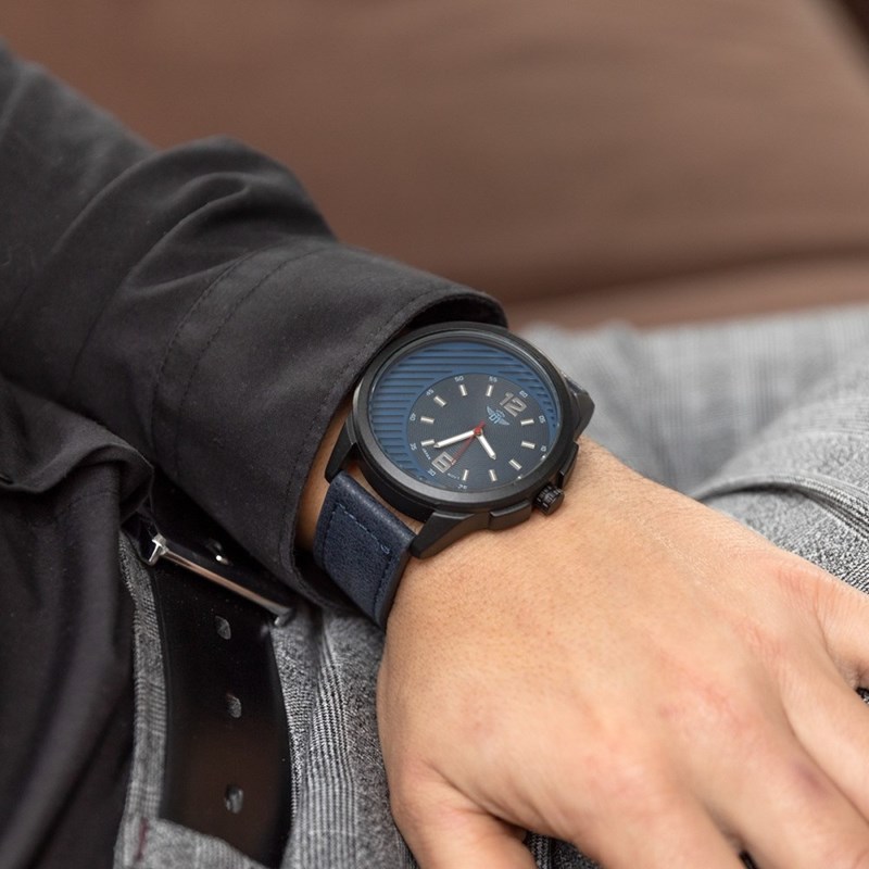 Montre Homme M. JOHN bracelet Cuir Bleu