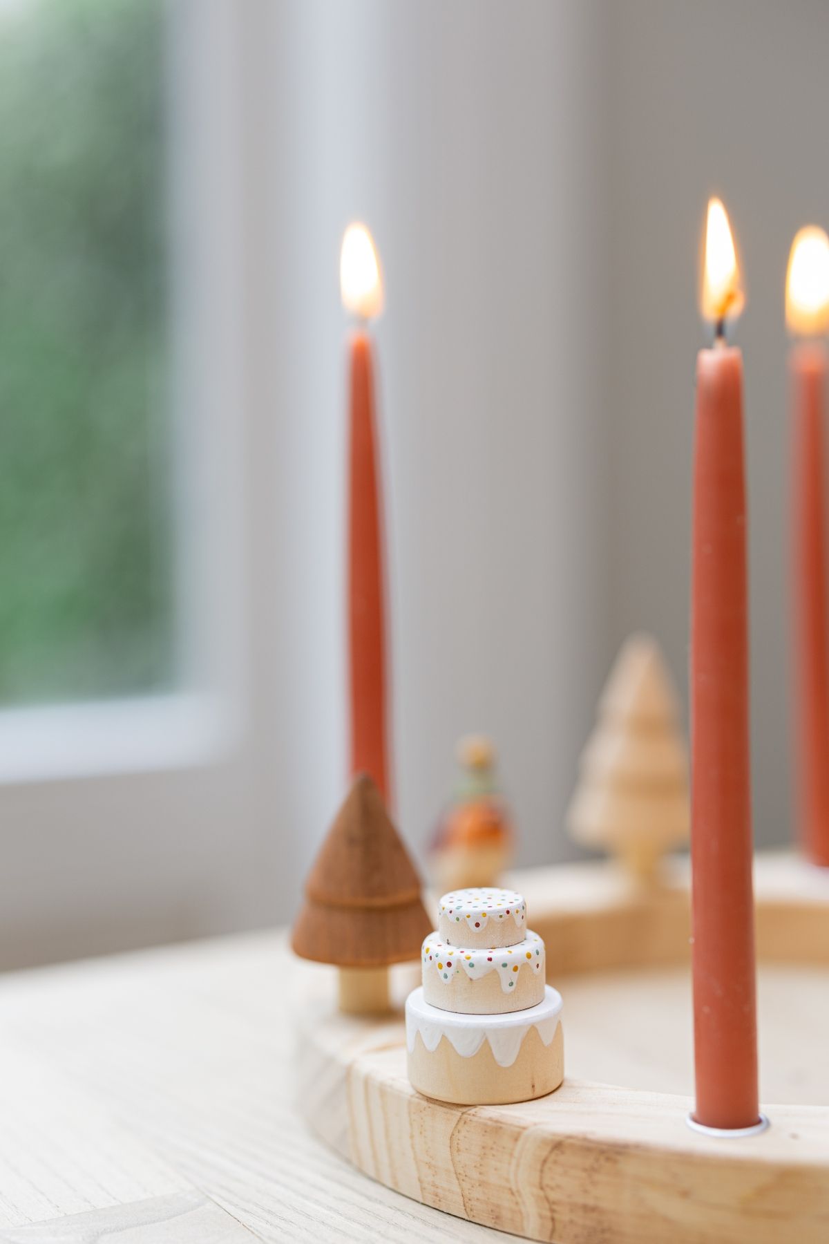 Stekers voor jaarring, Feest!, hout, set van 4