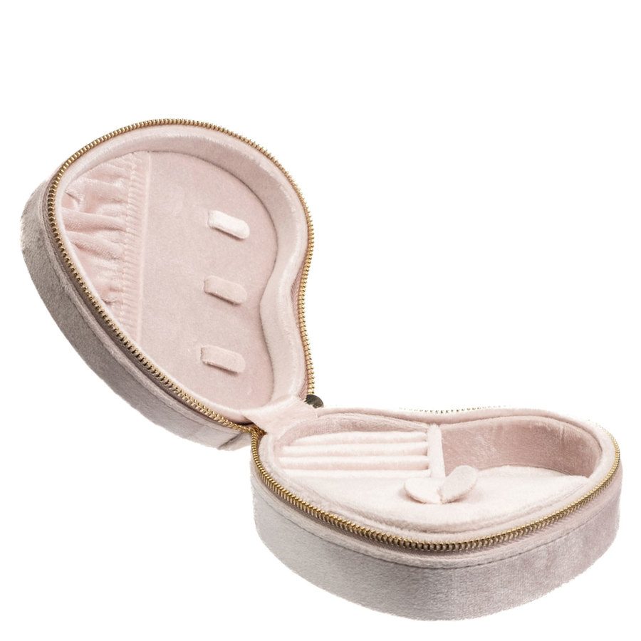 DARK Velvet Heart Jewellery Box Sparkled Pale Rose