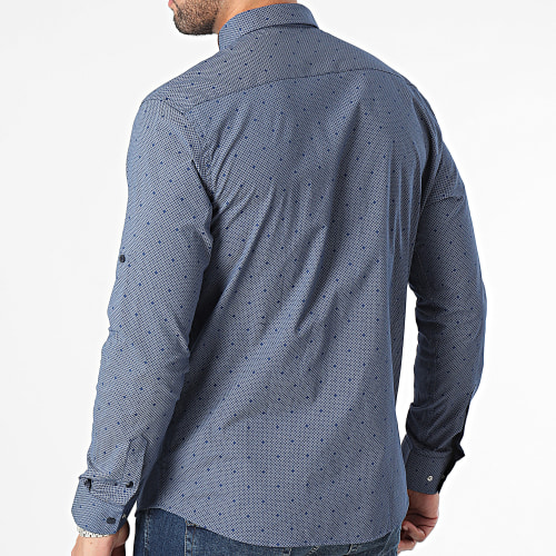 Chemise Manches Longues Gris Bleu Marine