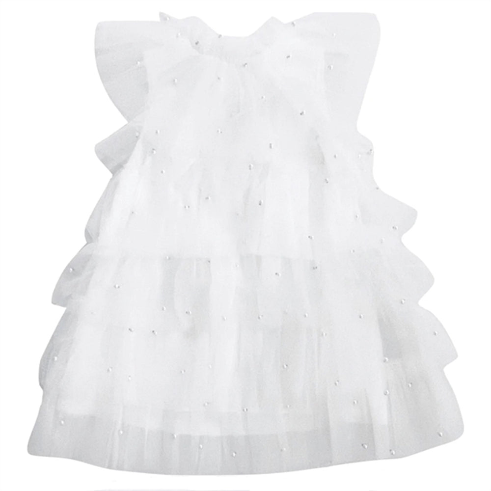 Pearl Tutully Tiered Tulle Tuttu Kjole White