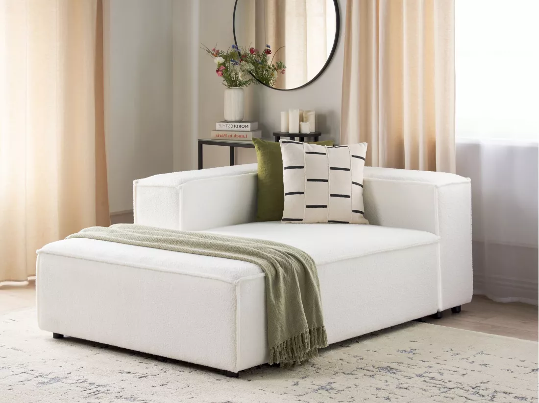 Divan côté droit pour canapé bouclé blanc APRICA