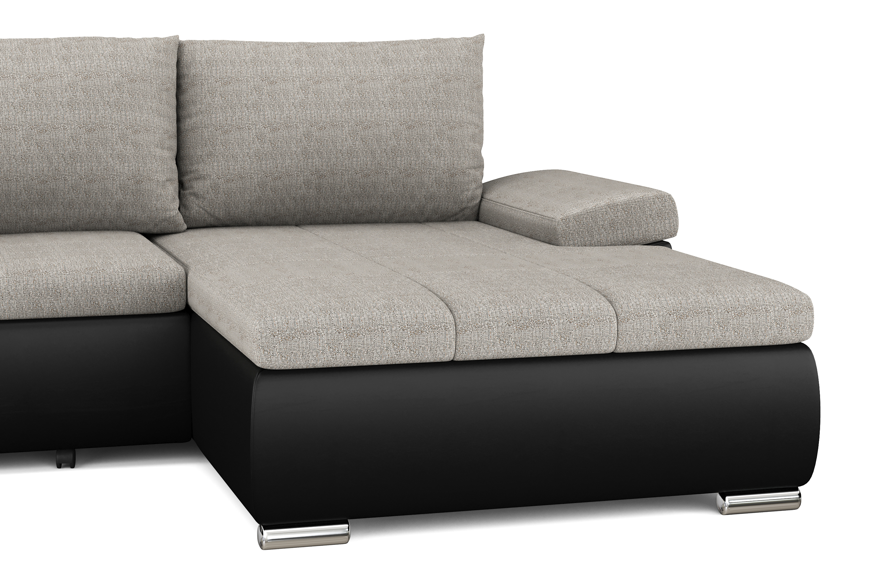 Ecksofa mit Schlaffunktion KIRA rechts schwarz/grau