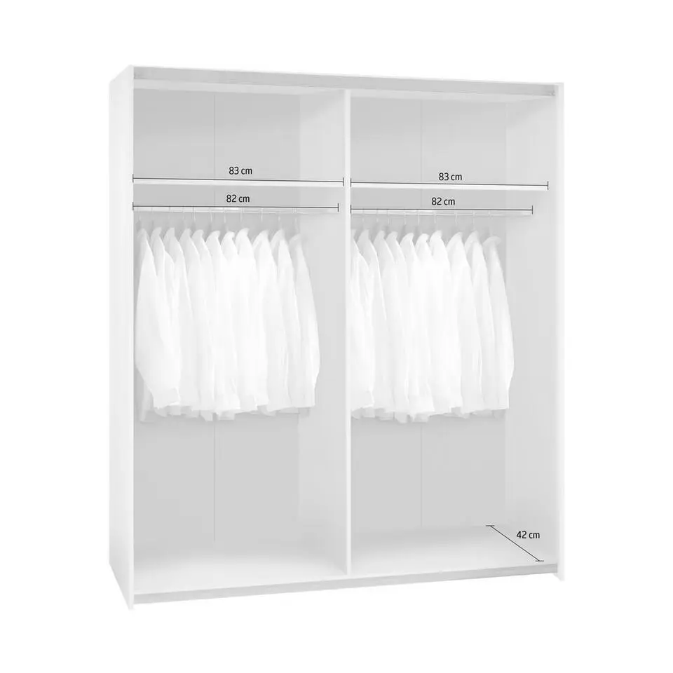 Interiax Kledingkast 'Emma' - Wit - Schuifdeurkast - 195x170x57.5 cm