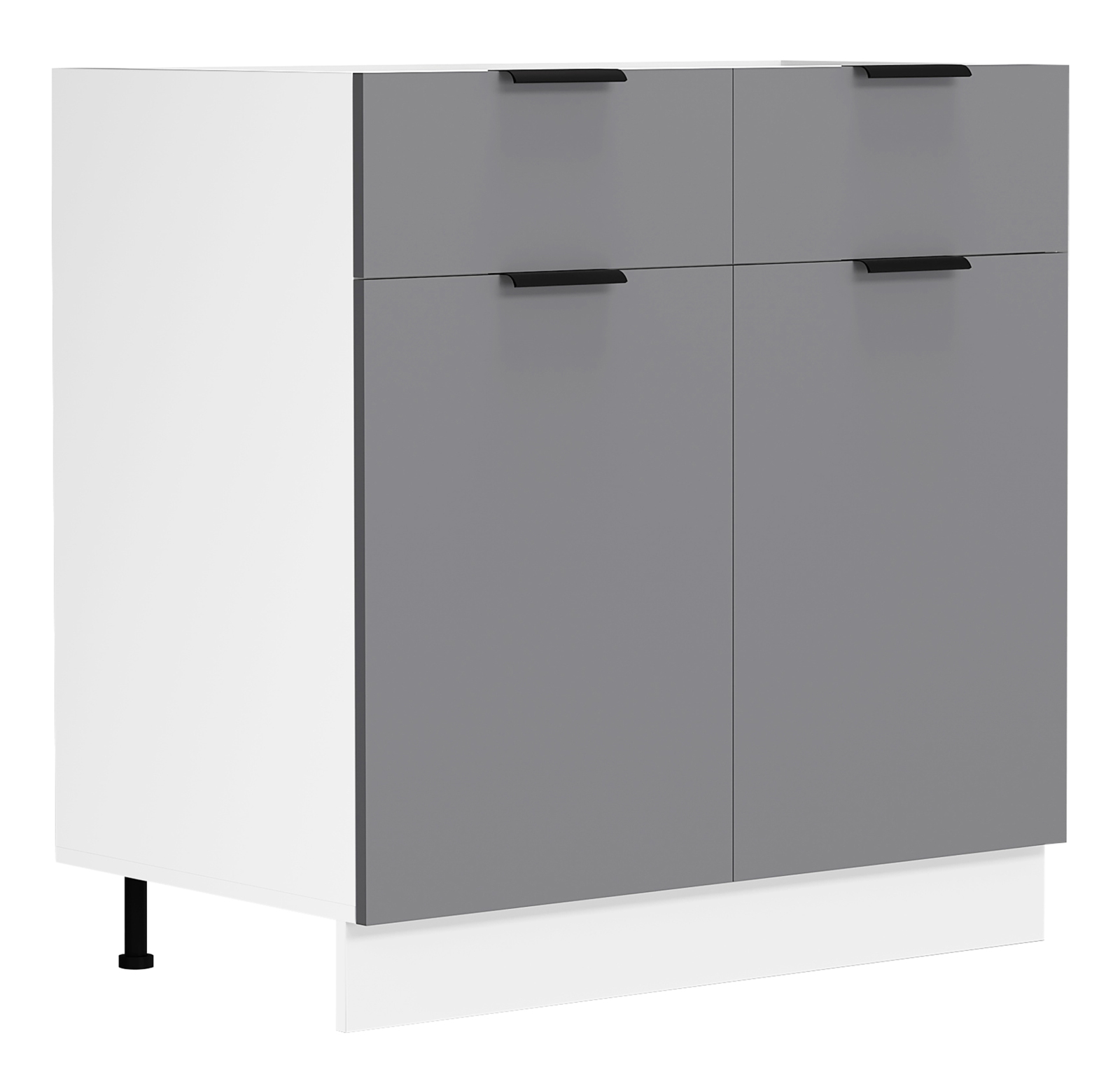Unterschrank FASOLA - weiß-anthrazit - 2 Schubkästen - 80 cm