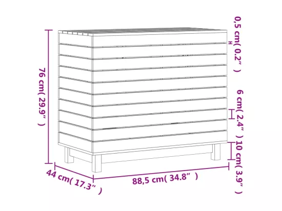 Panier à linge blanc 88,5x44x76 Bois massif de pin