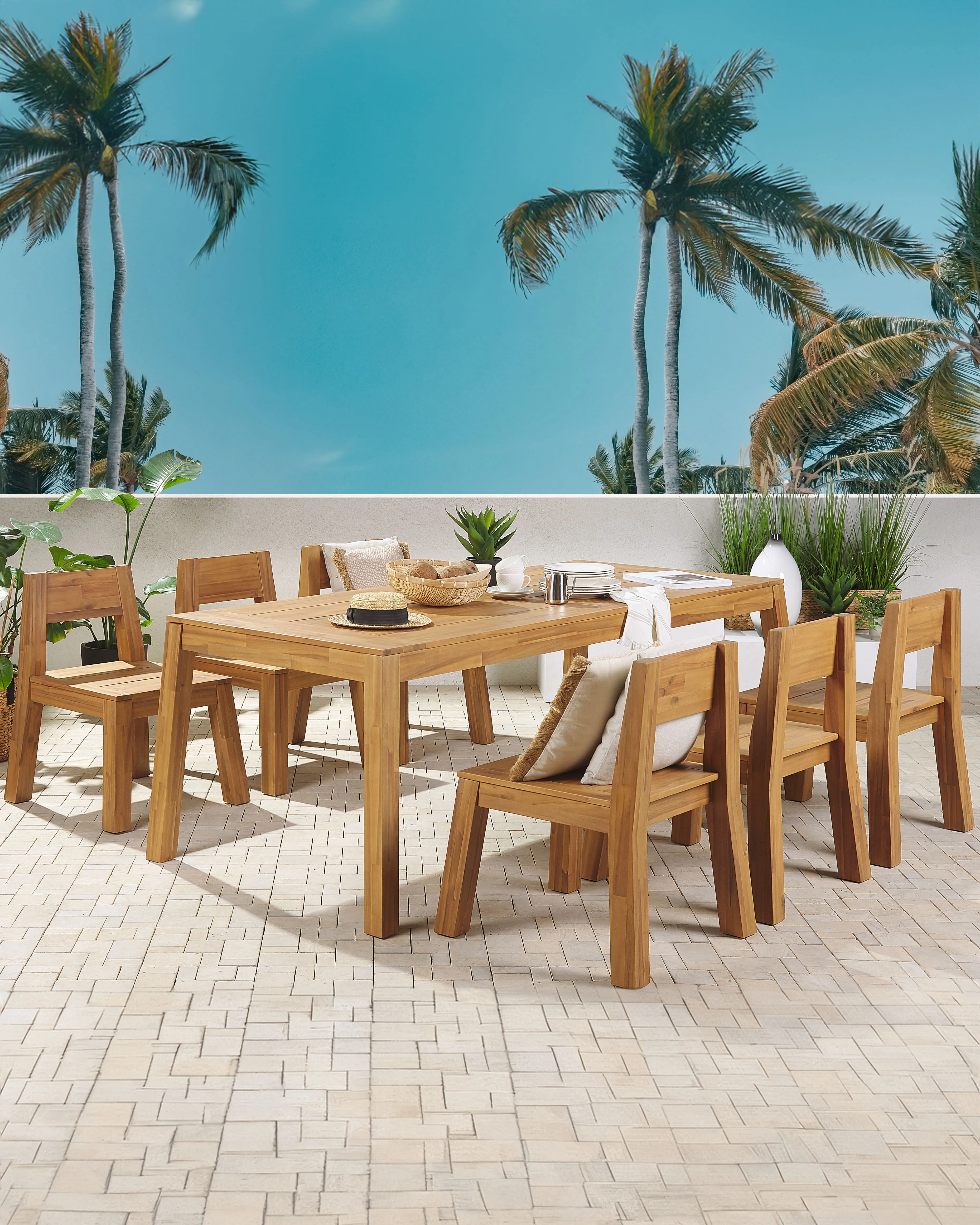 Set van 6 tuinstoelen LIVORNO Acaciahout Bruin