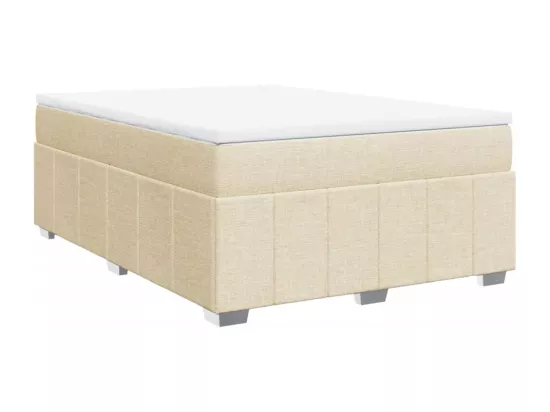 Sommier à lattes de lit avec matelas Crème 160x200 cm Tissu