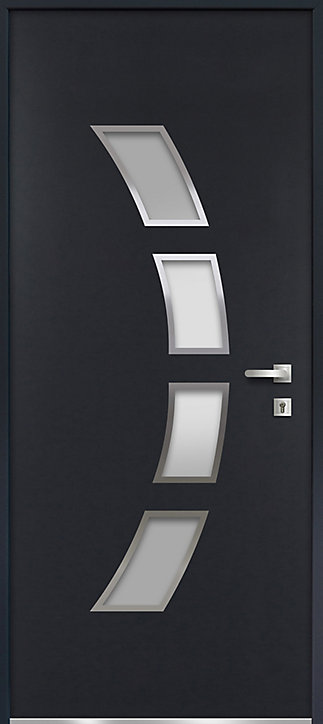 Porte d'entrée FORTIA acier gris RAL 7016 Valtos 96 x h.218 cm poussant gauche