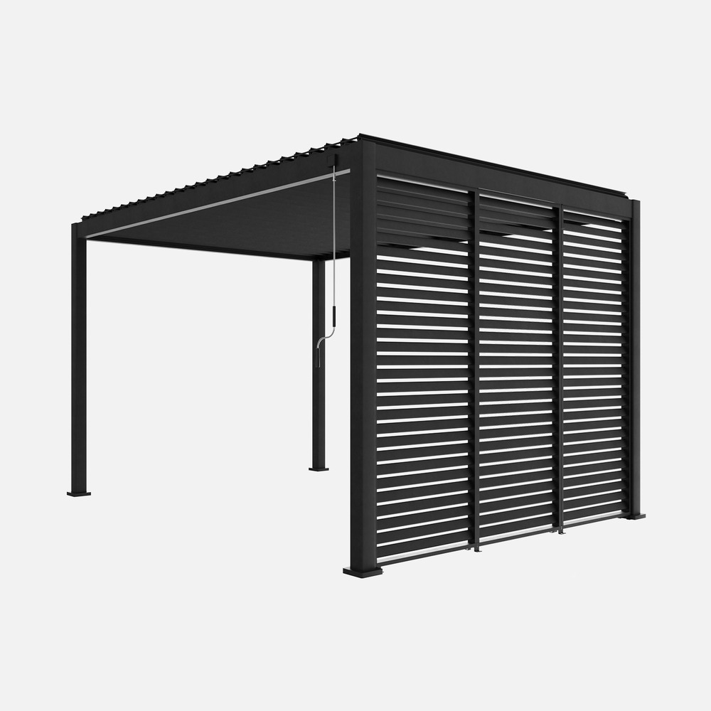 Pergola bioclimatique triomphe 3x4 + 3 persiennes 100cm pour le côté de 3m l 400 x p 300 x h 250 cm