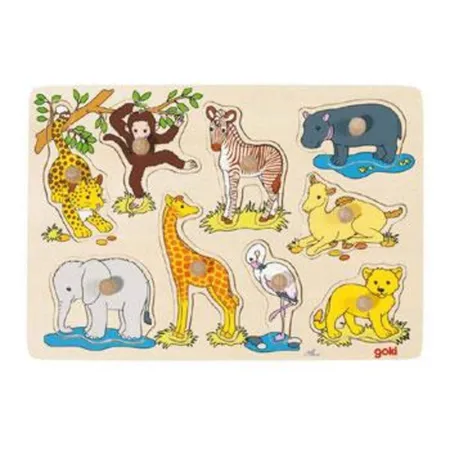 goki Steckpuzzle afrikanische Tiere Holz 9 Teile
