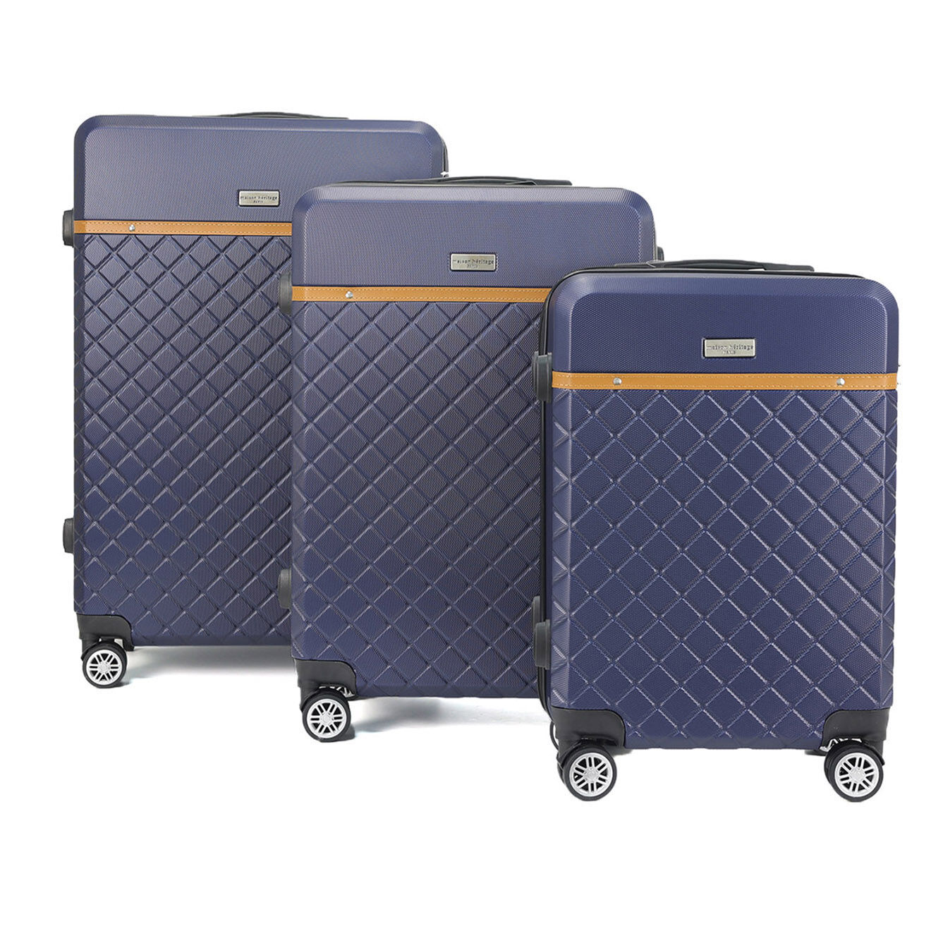 Maison Héritage 3 Valises 4 roues doubles Odeon 55/65/75 cm bleu marine