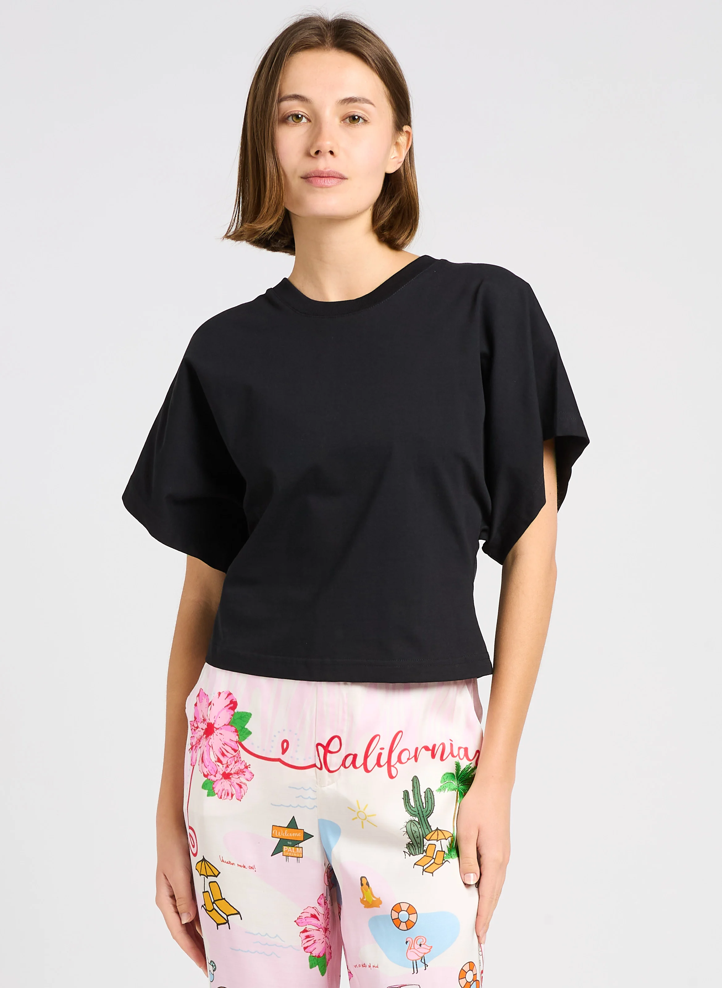 EDENA - Tee-shirt droit col rond en coton | Noir