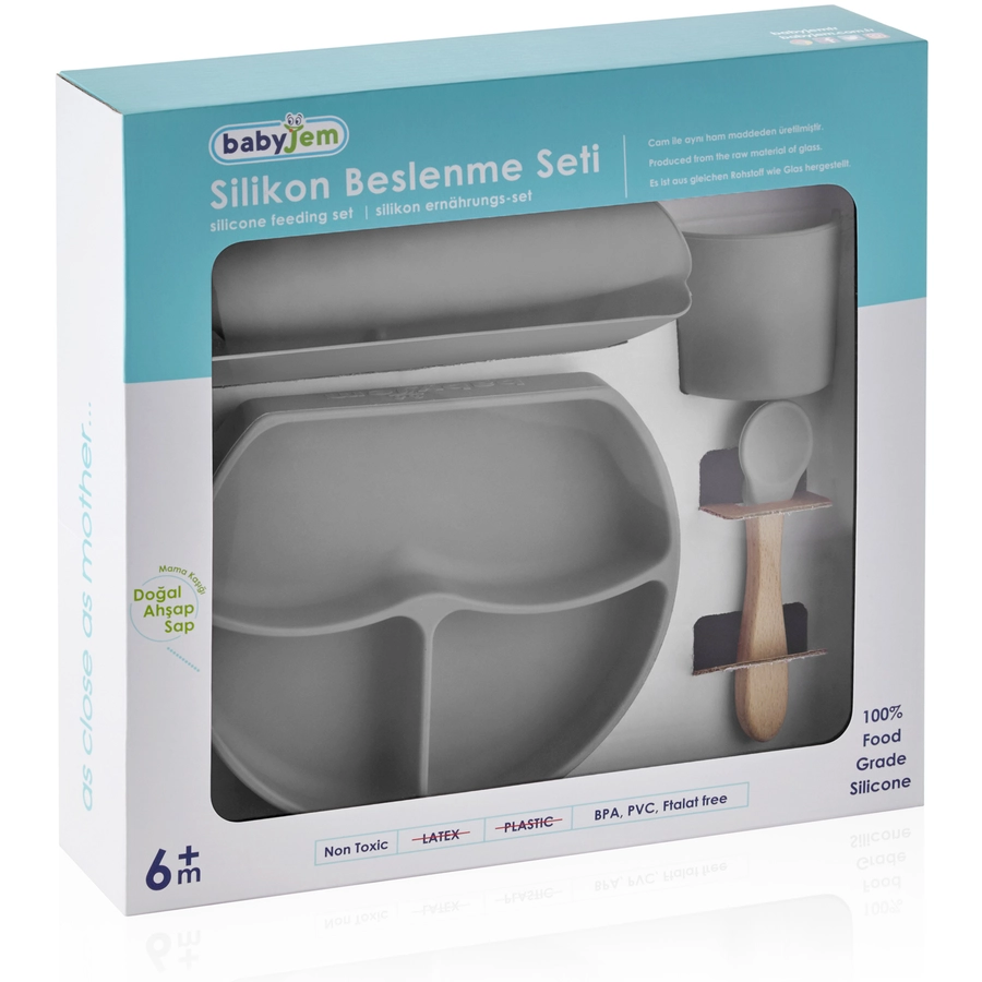 babyJem Esslernset Silikon, grau