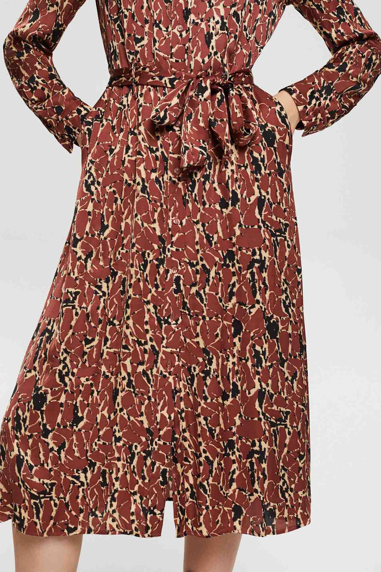 Vestido longo estampado - Estampa marrom