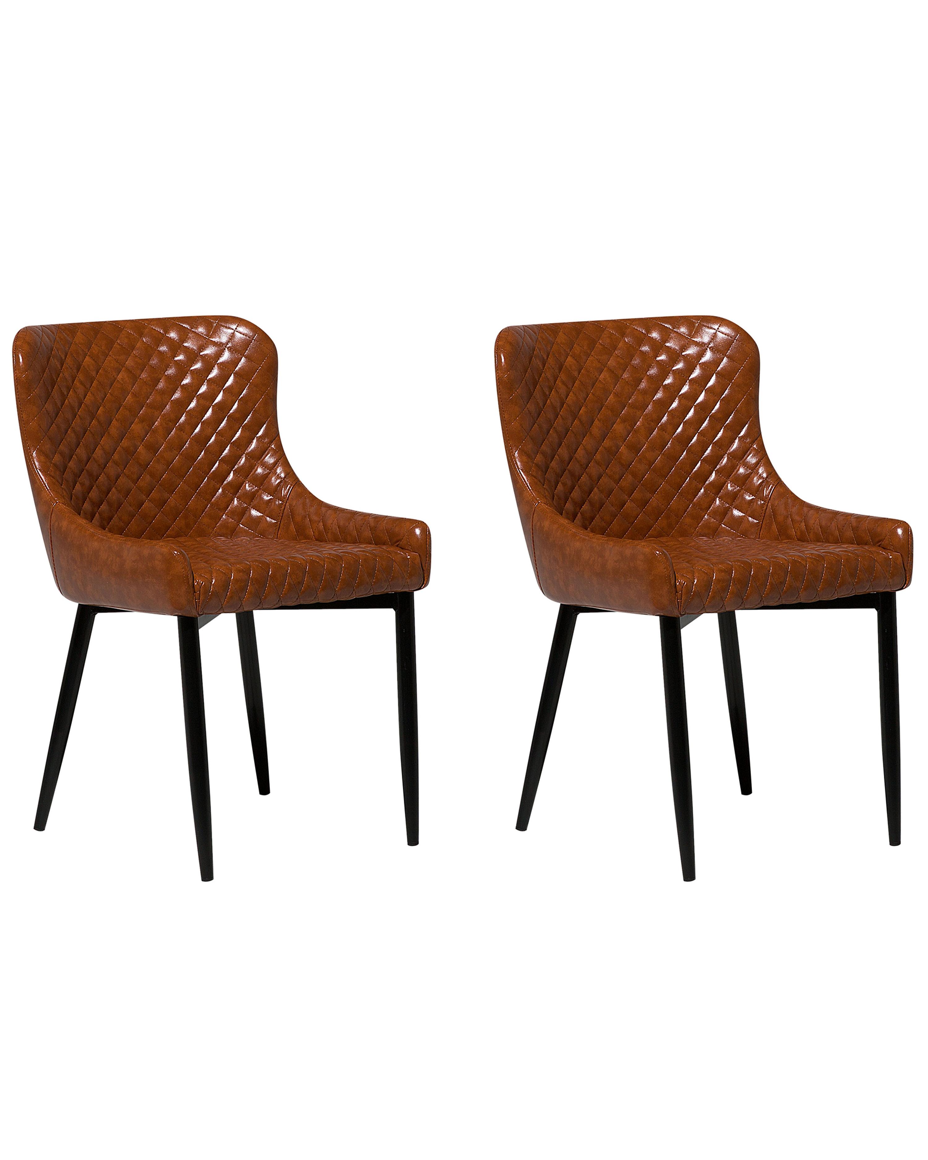 Set van 2 eetkamerstoelen SOLANO Kunstleer Goudbruin