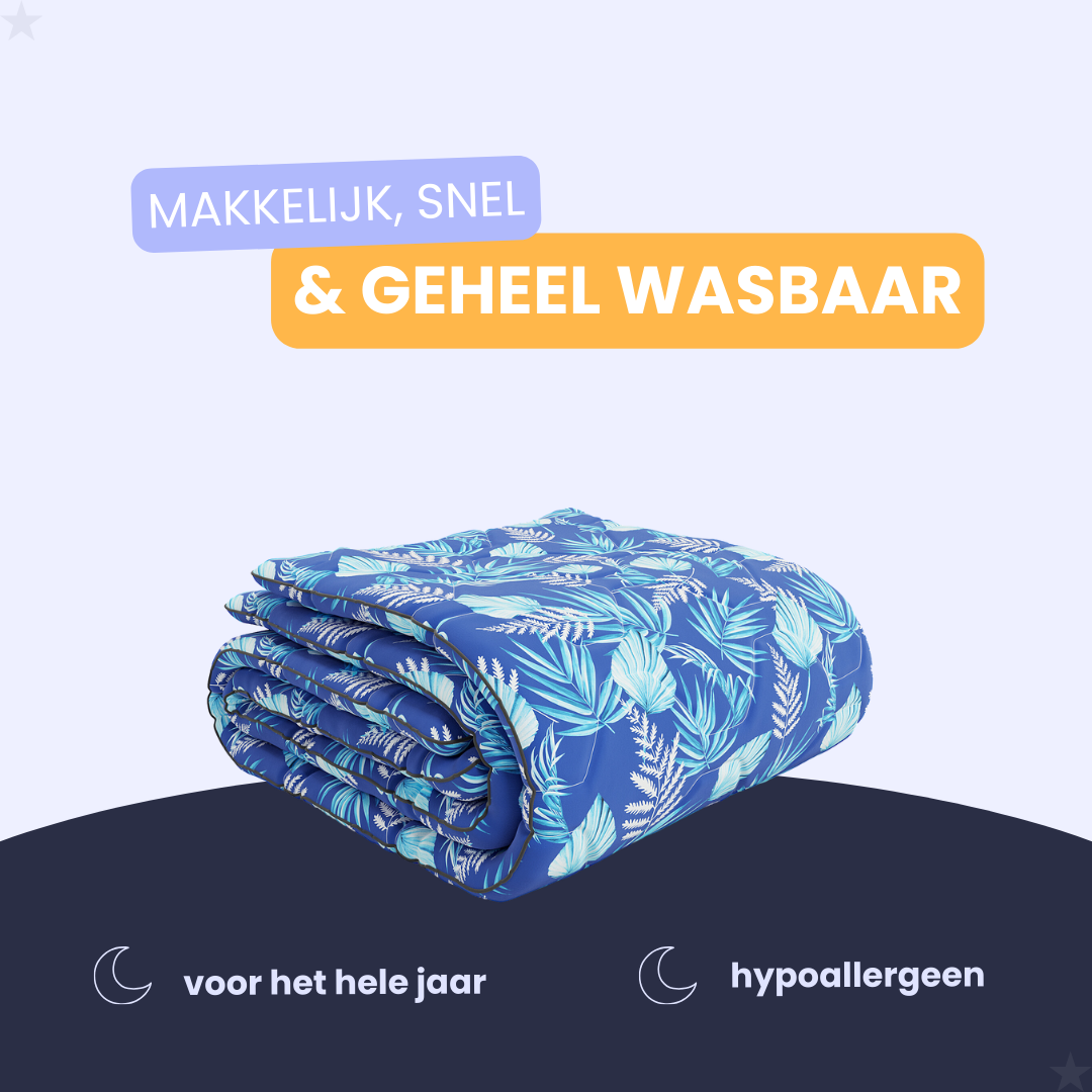 HappyBed Blue leaves All year dekbed - 200x220 cm