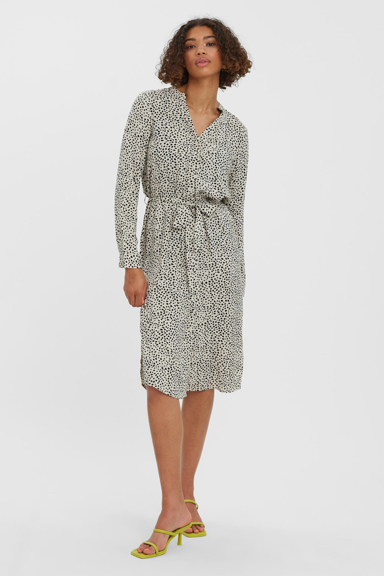 Vestido camisa estampado - Cinza