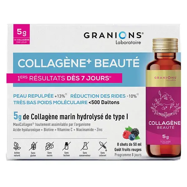 Granions Collagène Beauté+ - Collagène marin de type I hydrolysé - 8 Shots