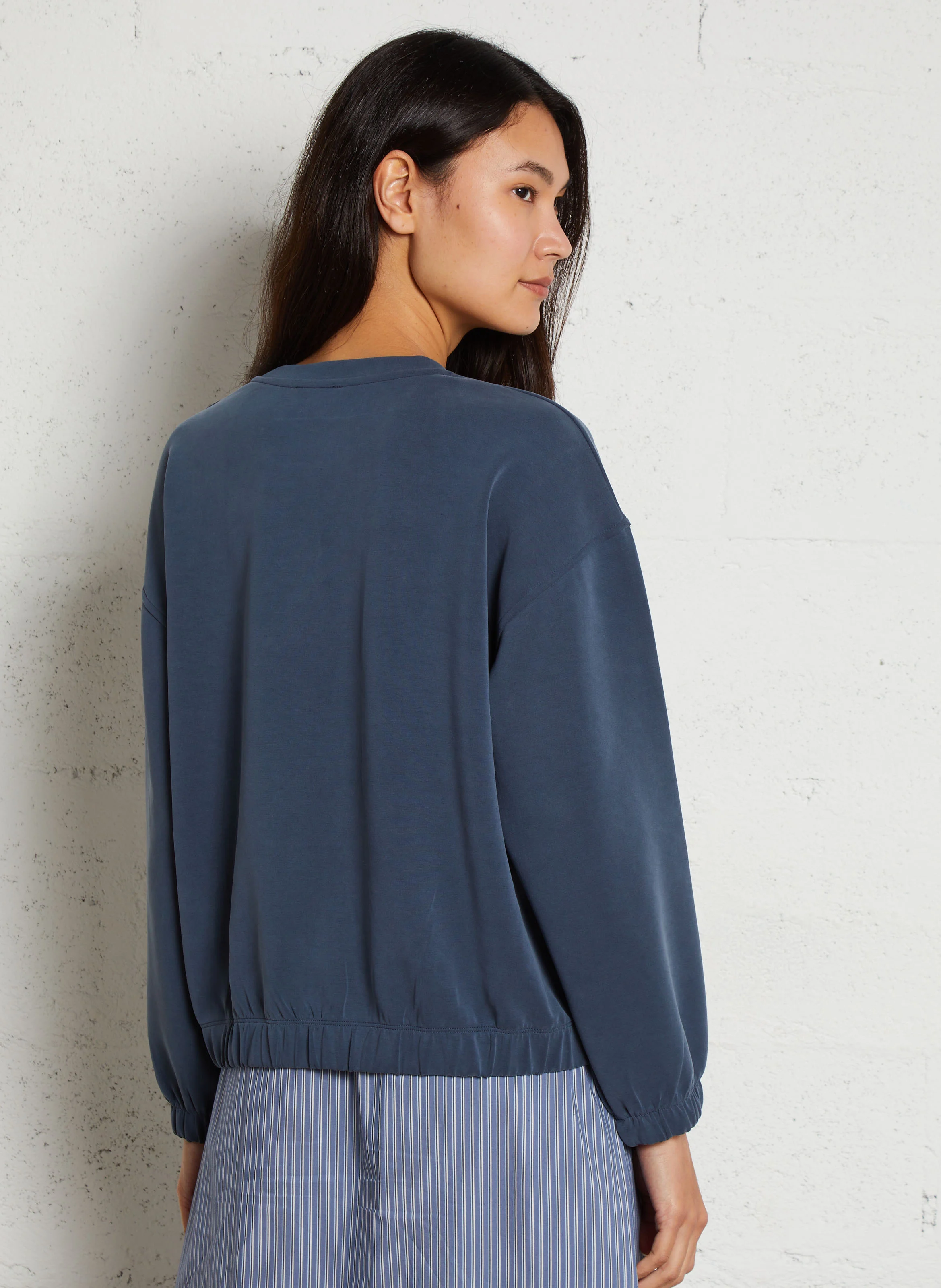 THELMA - Sweat ample col rond | Bleu