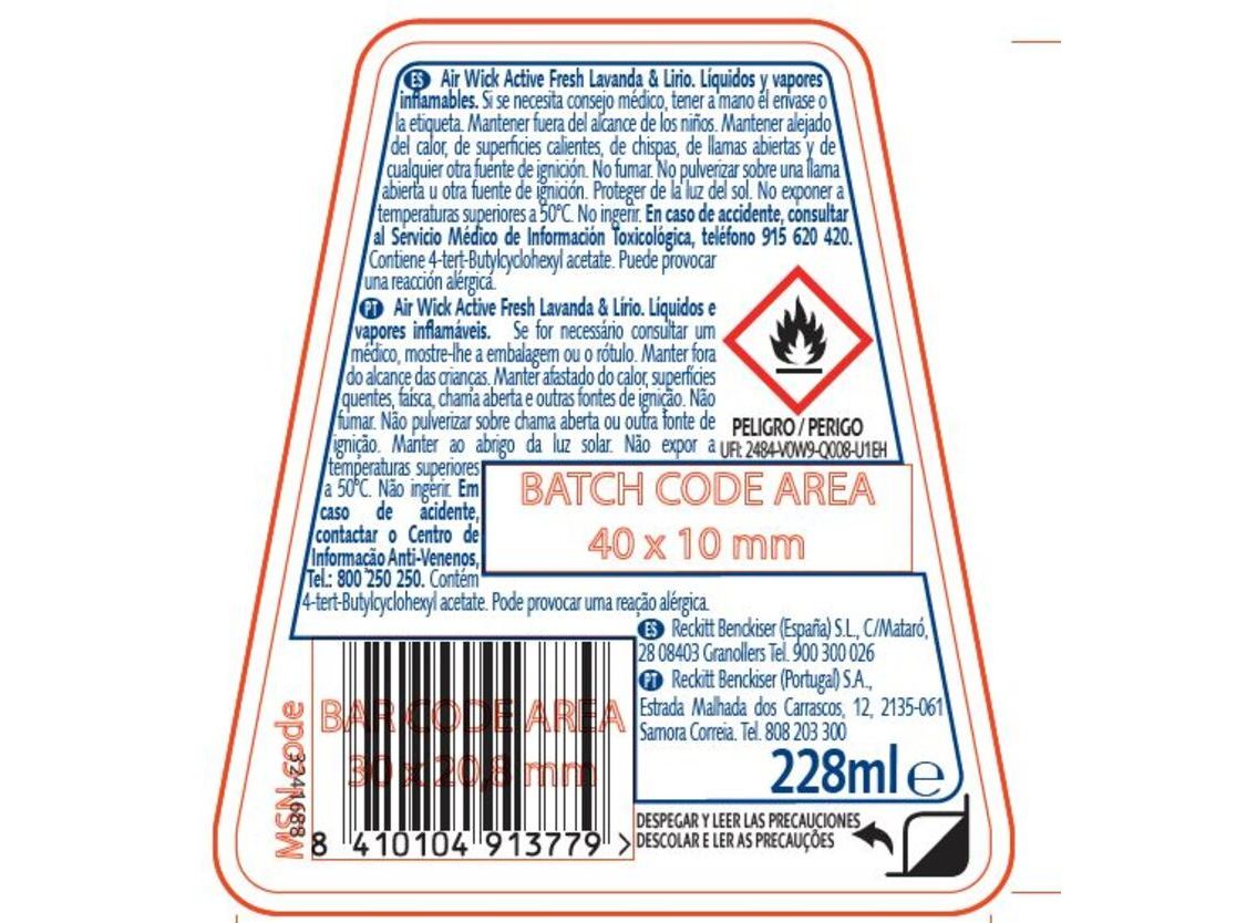 AMBIENTADOR RECARGA AIR WICK ACTIVE FRESH LAVANDA 224ML