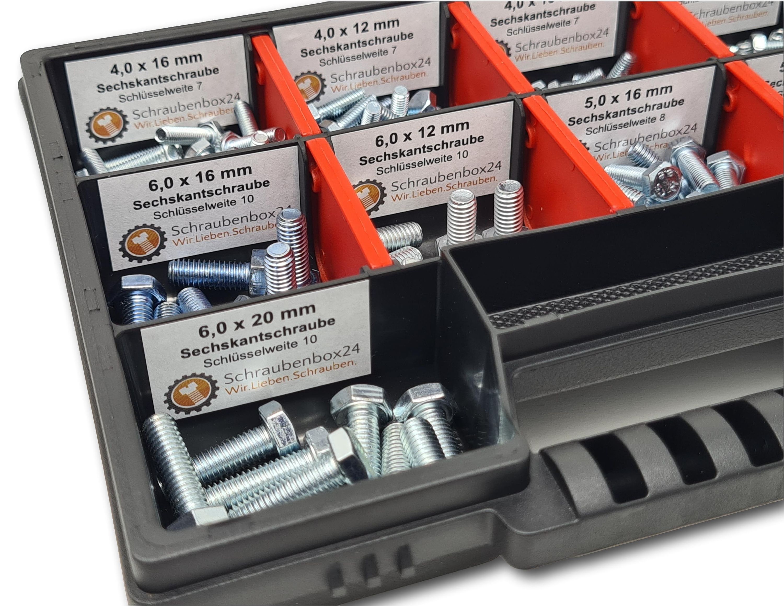 Sechskantschrauben Sortiment M4-M5-M6 // 8mm-20mm 215 tlg. Schraubenbox Vollgewindeschrauben Maschinenschrauben Gewindeschrauben Sechskantschrauben