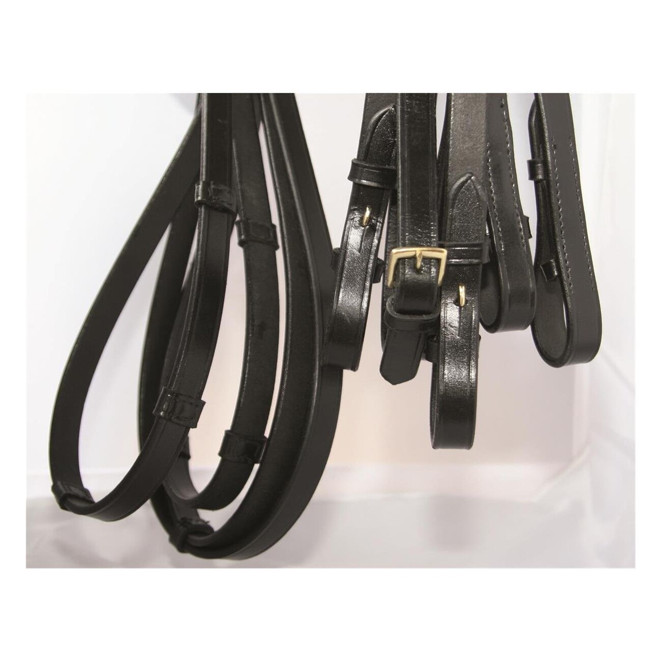 Hans Melzer Horse Equipment Hans Melzer Kandarenzügel Set schwarz/messing WB (Warmblut)