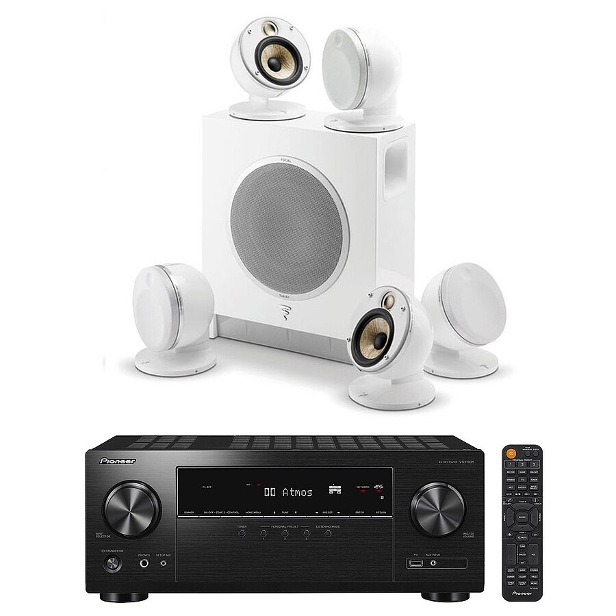 Pioneer VSX-935 Noir + Focal Dôme Flax Pack 5.1 Blanc