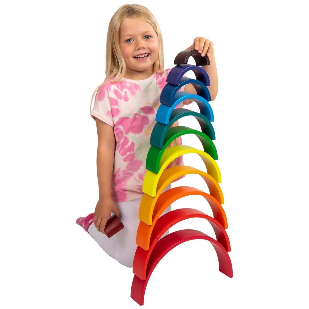 Squirrel Play 12-teiliger Regenbogen-Stapelturm aus Holz