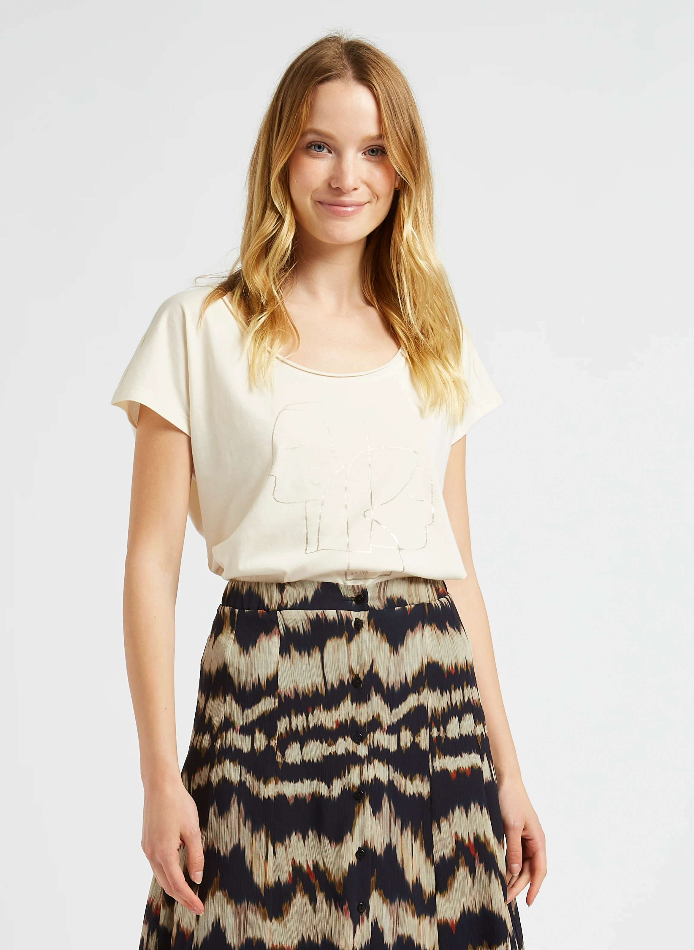 MALIA - Tee-shirt col rond en coton | Blanc