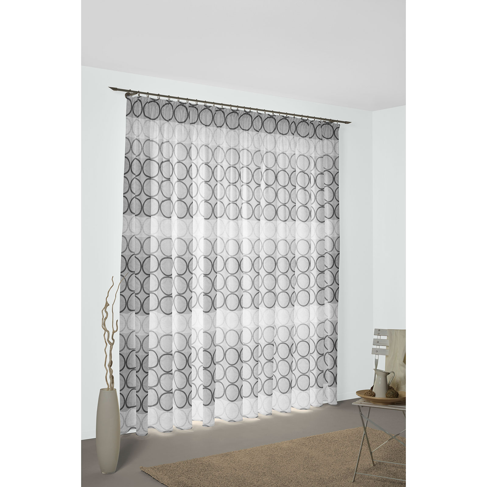 Einzelschal mit Kräuselband ZIRBELLO - dunkelgrau - 145x132 cm