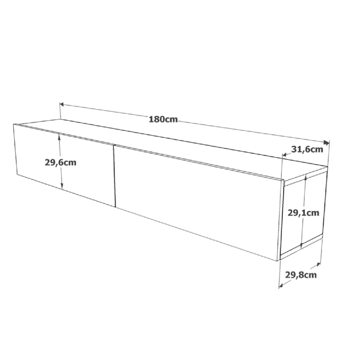 CONCEPT USINE Meuble TV Suspendu HYL 180 cm